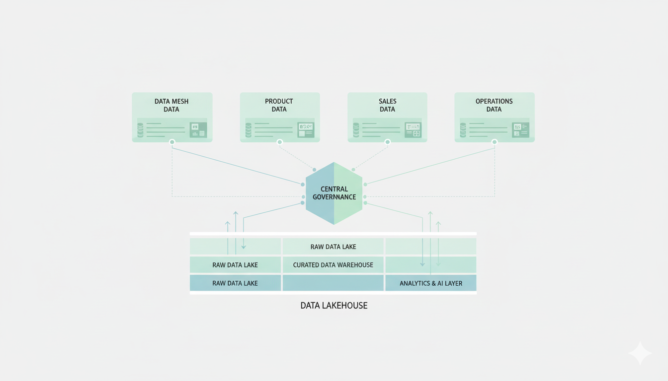 Modern Data Architecture — Lakehouse + Mesh Fusion